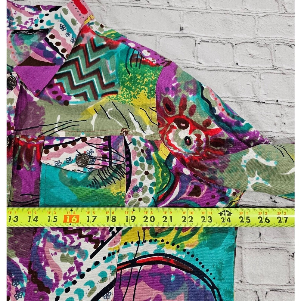 Phool Paint Splatter Button Front Jacket Multicol… - image 5